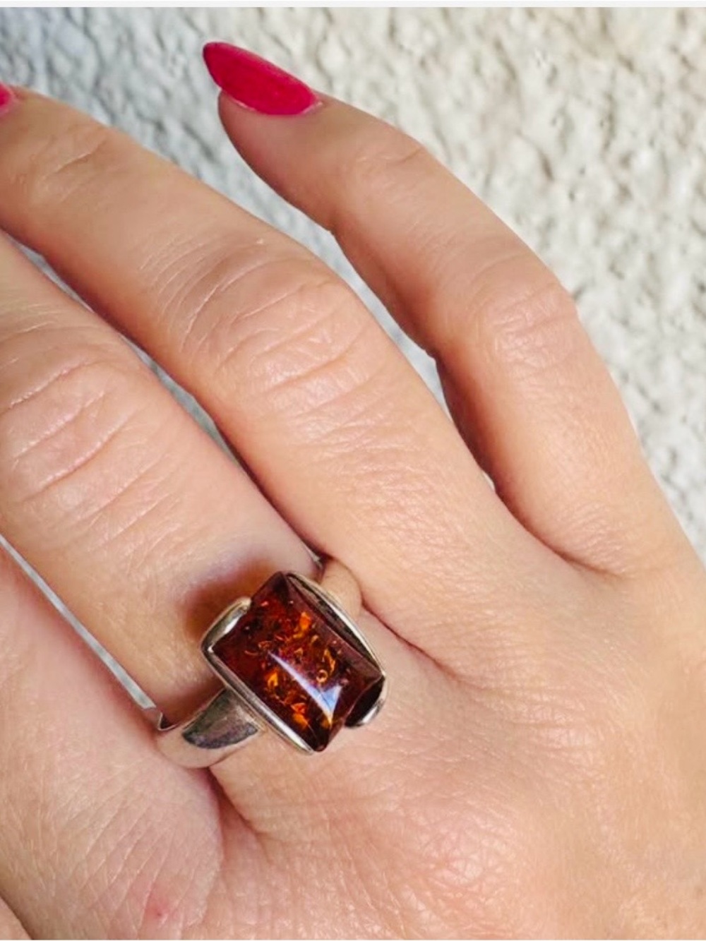 Baltic Amber Sterling Silver Ring Size 7 Dainty Modern Contemporary Jewelry - Picture 5 of 5